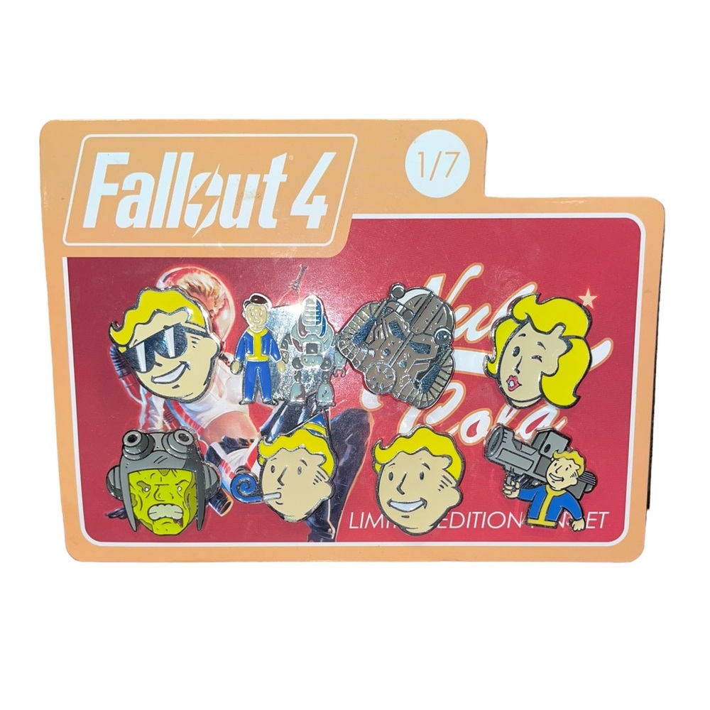 NWT Fallout 4 Collectible Limited Edition Emoji‎ Costume Pin Set 1/7 Vault boy
